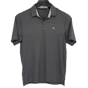 Travis Mathew Corona Beer men's Medium grey‎ polka dot short sleeve polo shirt.
